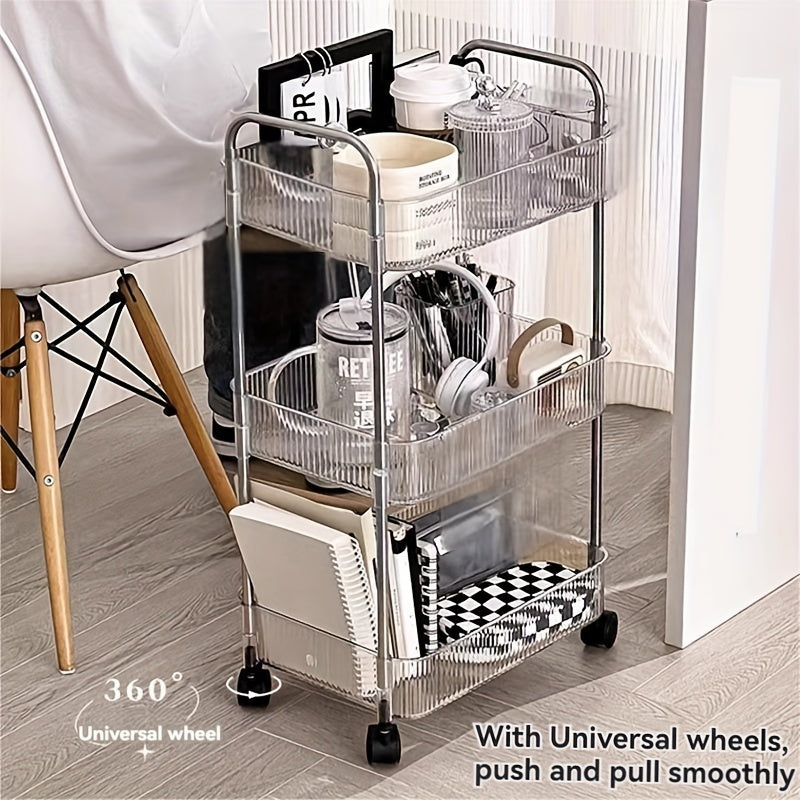 Makeup bags & Storage
3/4 Layer Transparent Acrylic Rolling Storage Cart - Mobile Organizer for Bedside, Bedroom, Bathroom, Kitchen, etc. - Multi-Layer Cosmetics Storage Shelf with 360° Swivel Wheels