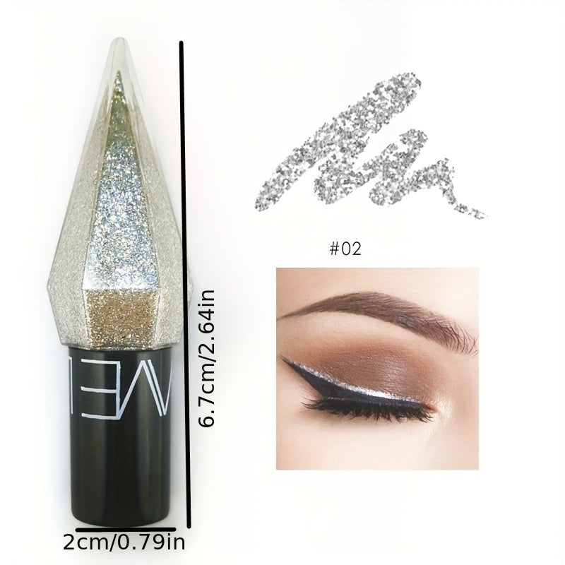 Makeup Shiny Eyeliner Eyeshadow Stick, Waterproof Silvery Rose Golden Color Glitter Sequins Eyeliner Pen Eye Makeup Cosmetics