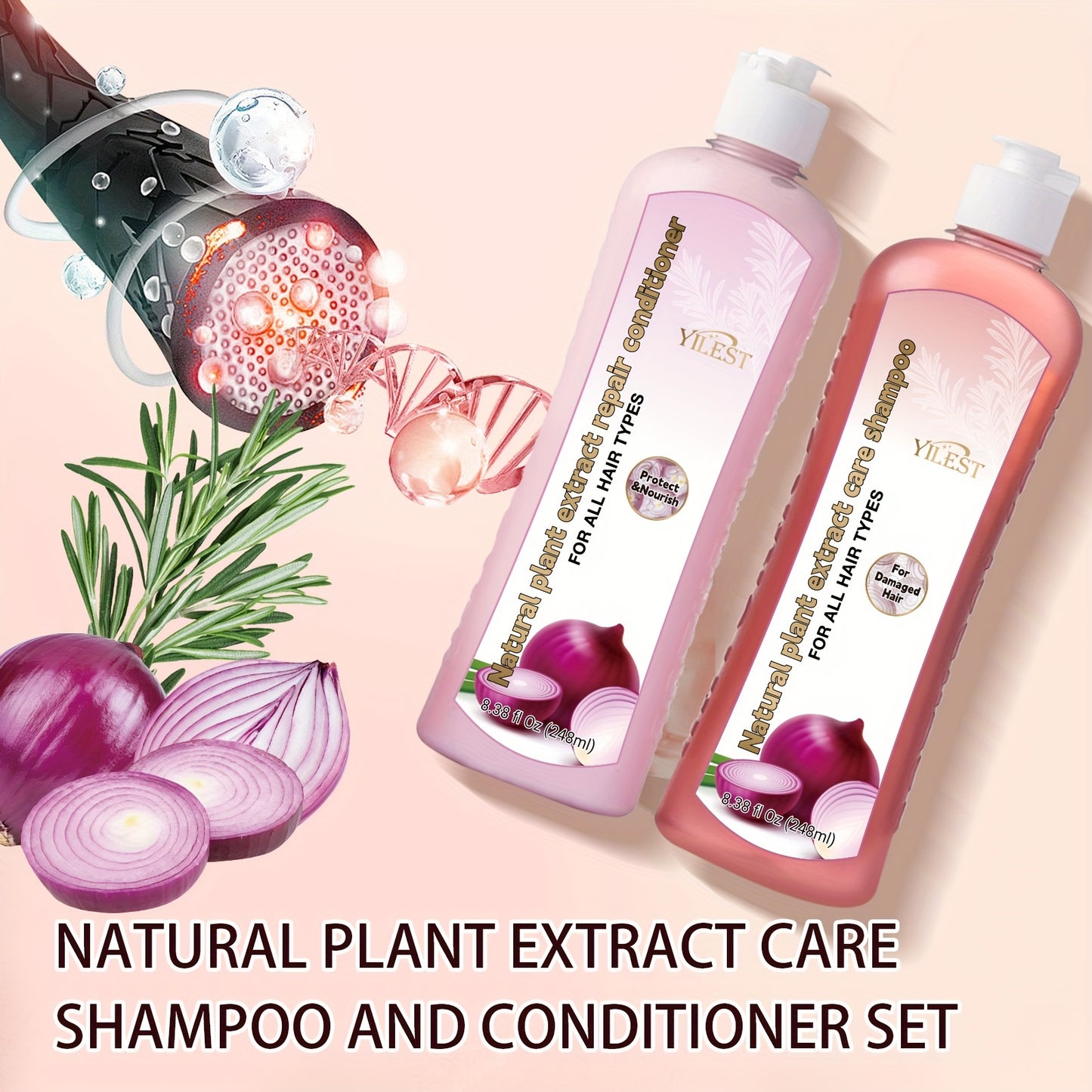 Hair Care
Onion & Biotin Shampoo and Conditioner Set with Rosemary Extract for Women - Glycerin-Rich Cream Formula Nourishes Scalp & Roots, Enhances Shine & Density for Normal Hair, Moisturizing Care (2 x 8.38 fl oz)