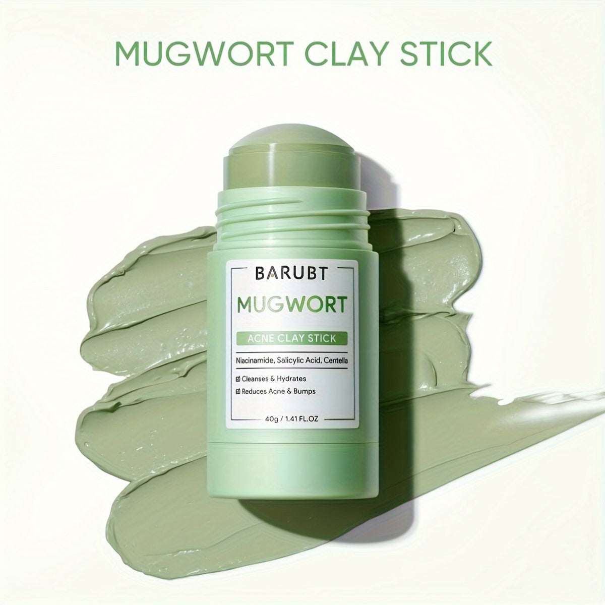 Facial care
BARUBT Mugwort Acne Clay Stick - Unisex Adult Deep Cleansing Mask with Tea Tree Scent, Alcohol-Free for All Skin Types, and Relieves Breakouts with Oxalic Acid - 40g