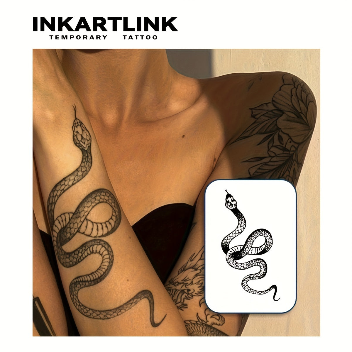 Temporary Tattoos
INKARTLINK Revolutionary Technology Tattoo, Semi-permanent Tattoo, Snake, Temporary Tattoo, Fake Tattoo, Waterproof, Authentic Tattoo Look, Plant Based, Magic Ink Tattoo