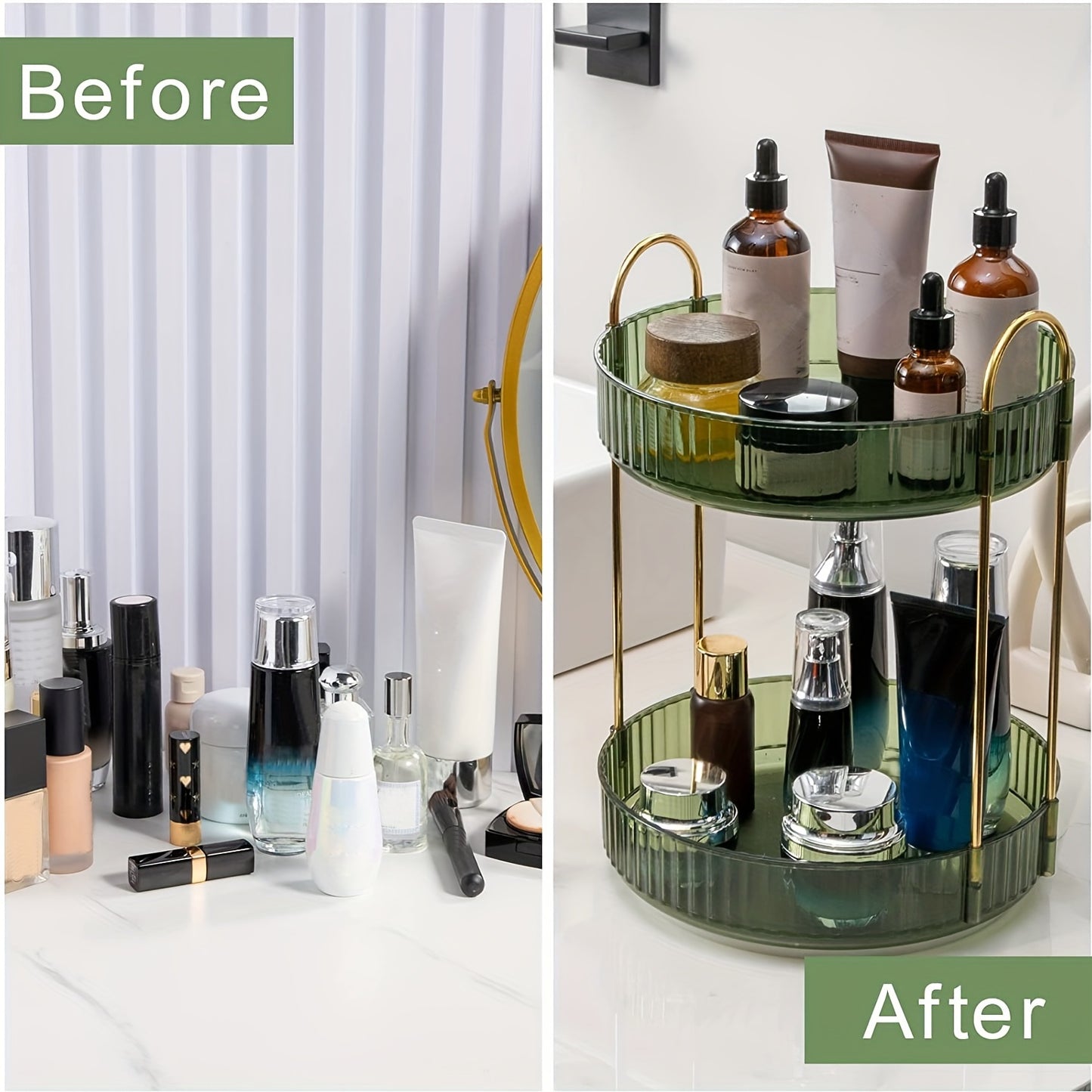 Makeup bags & Storage
360° Rotating Shelving Makeup Organizer - DIY Adjustable Carousel Spinning Holder Rack - Large Capacity Cosmetic Storage Box