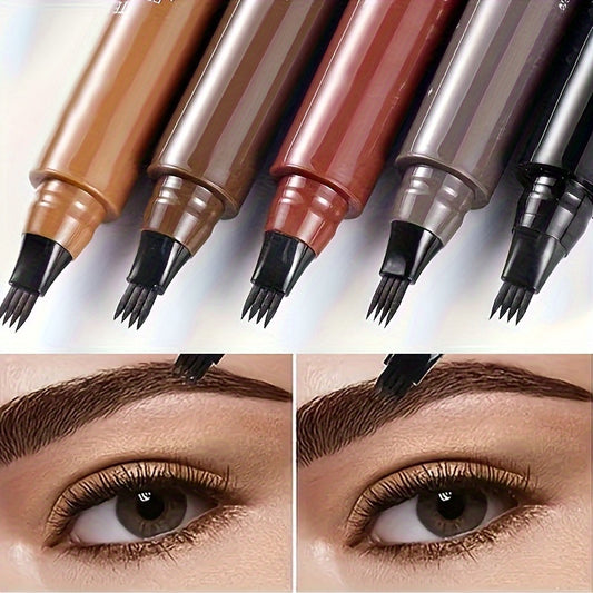 Makeup Long-lasting Smooth 4 Split Head Liquid Eyebrow Pencil, Natural And Wild Eyebrow Pencil, Waterproof And Shaping Eyebrow Makeup Tool