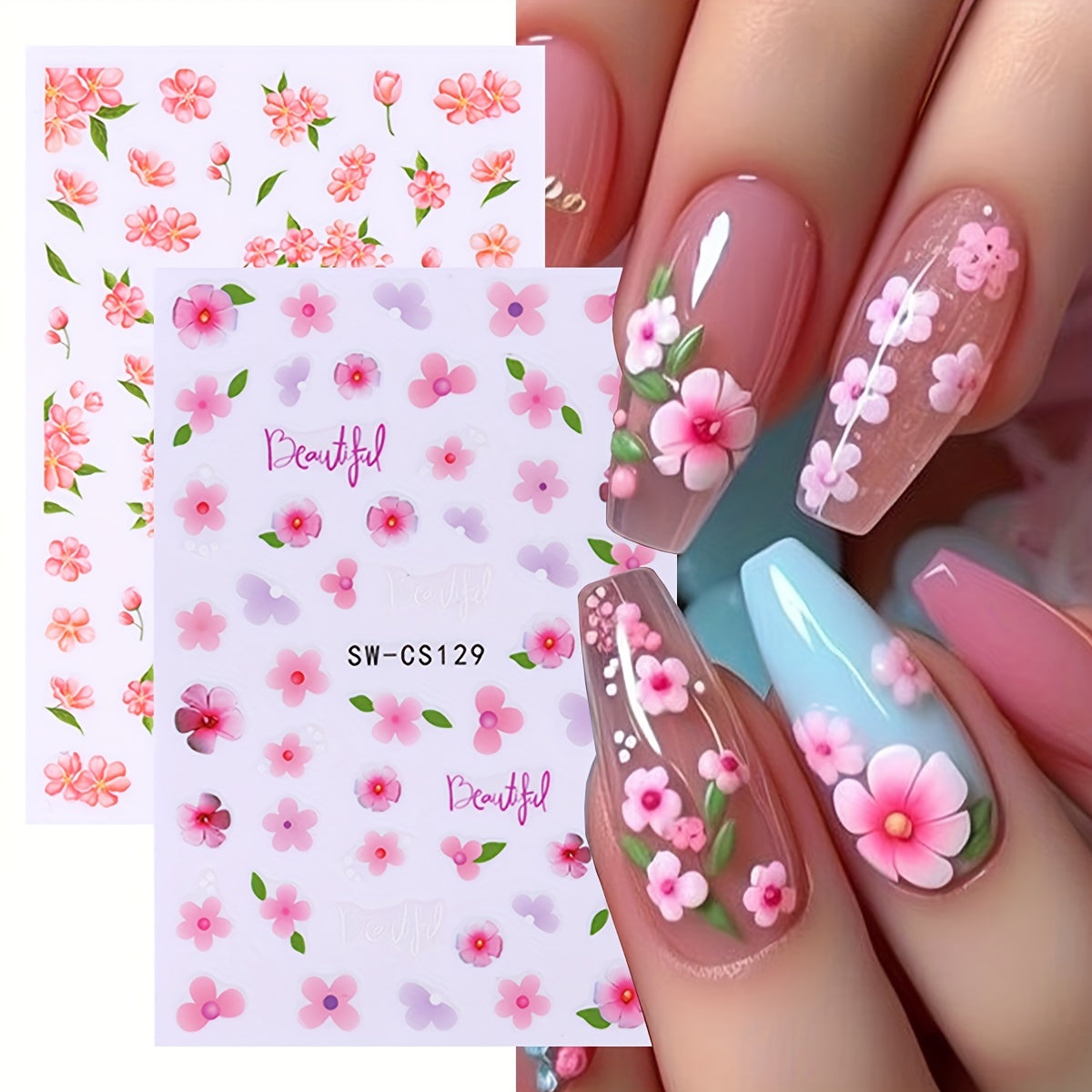 Nails
2pcs 3D Flowers Nail Art Stickers Butterfly Lavender Flowers Design Nail Decal Design Charms Blossom Spring Sticker DIY Manicure Decoration