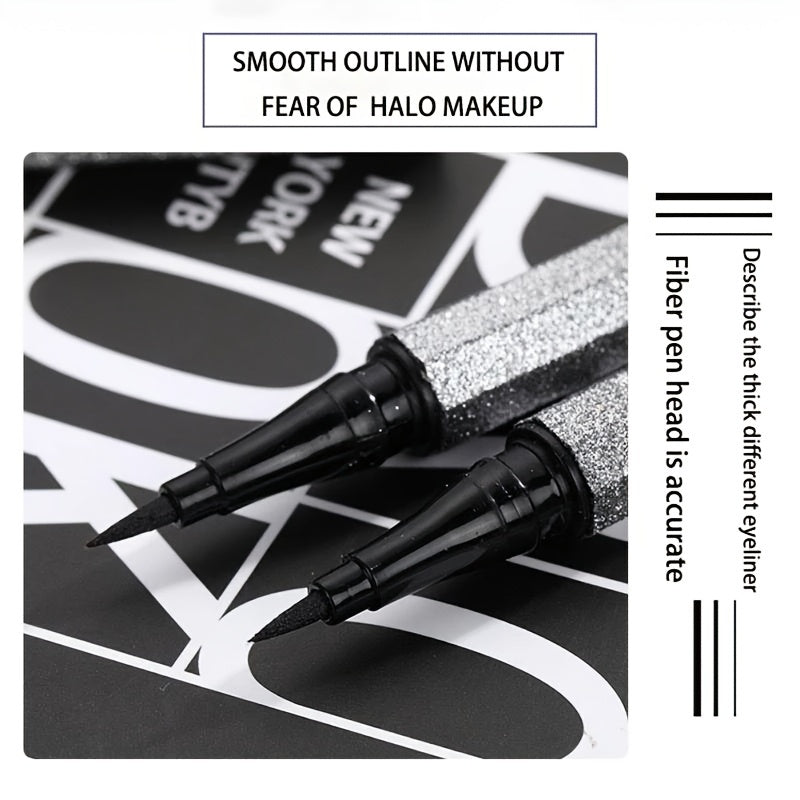 Makeup 1pc Long-Lasting Waterproof Black Starry Sky Eyeliner Pen with Sponge Tip - Smooth and Quick-Drying for Beautiful Eye Makeup