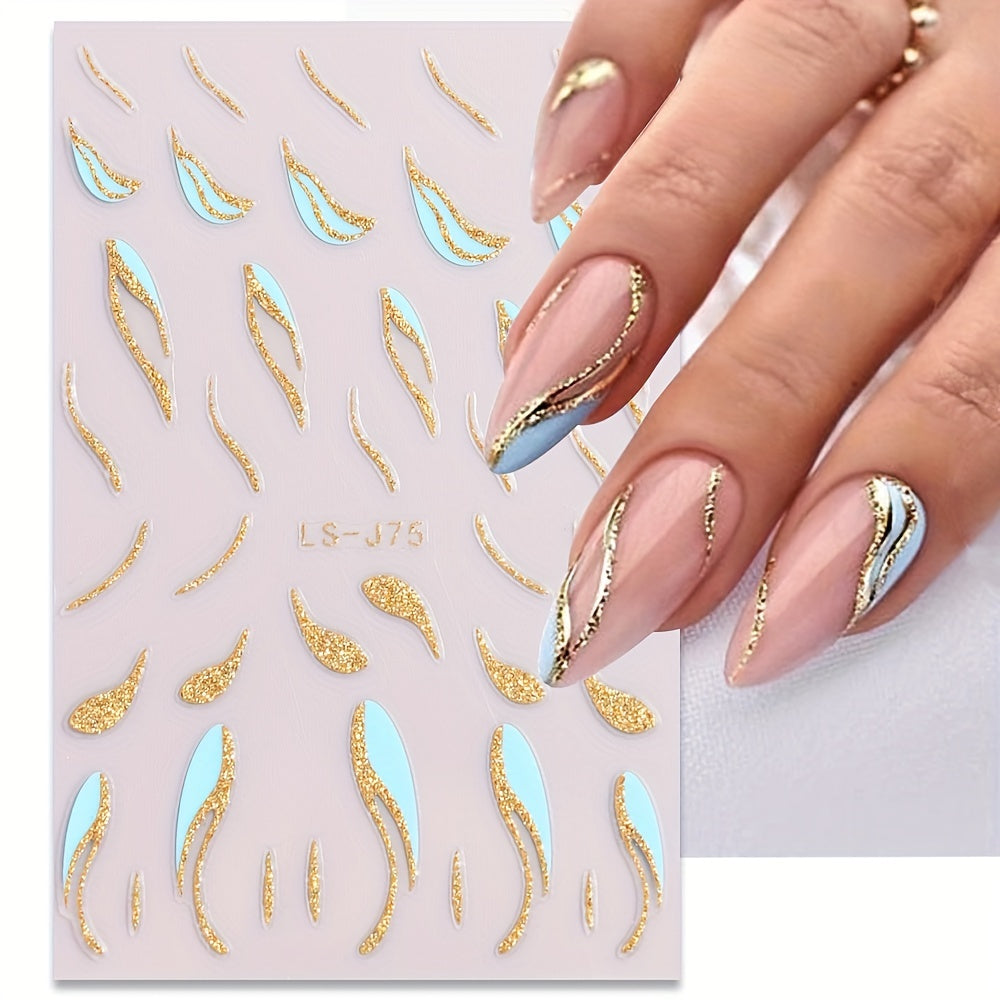 Nails
Nail Sticker French Line Nail Art Stickers Self-Adhesive Nail Decals 3D Golden Silver Glitter Line Transfer Slider Nail Art Decoration For Woman Girls