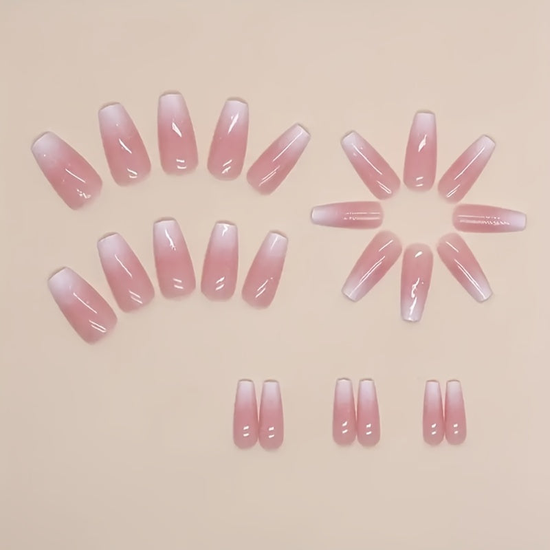 Nails
24 Pcs Ballerina Press On Nails Medium Fake Nails Glossy Acrylic Nails Pinkish White Gradient False Nails Full Cover Glue On Nails For Women Girls Manicure Decorations, Jelly Glue And Nail File Included