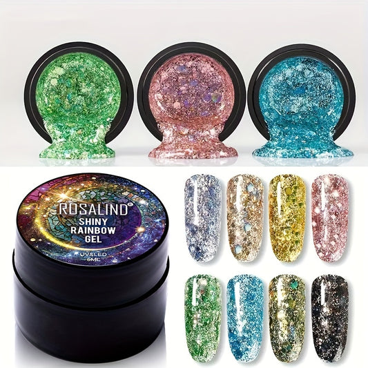 Nails
Glitter Gel Nail Polish Set, UV Gel Manicure Shiny Rainbow Series, Sparkling Gel For Nail Art Design, Long-Lasting Gel Polish