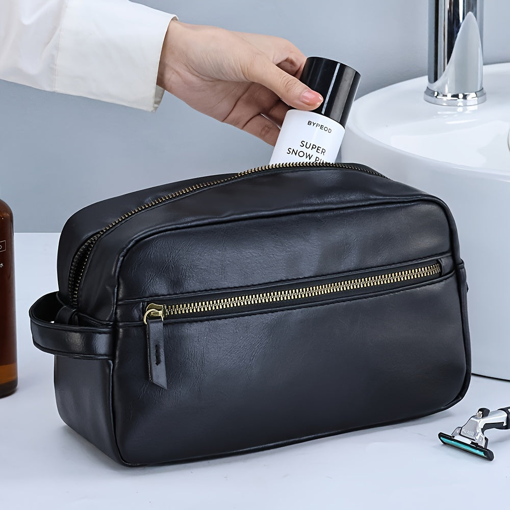 Makeup bags & Storage
Men's Waterproof PU Leather Toiletry Bag - Durable, Portable, and Hypoallergenic Large Cosmetic Organizer Pouch