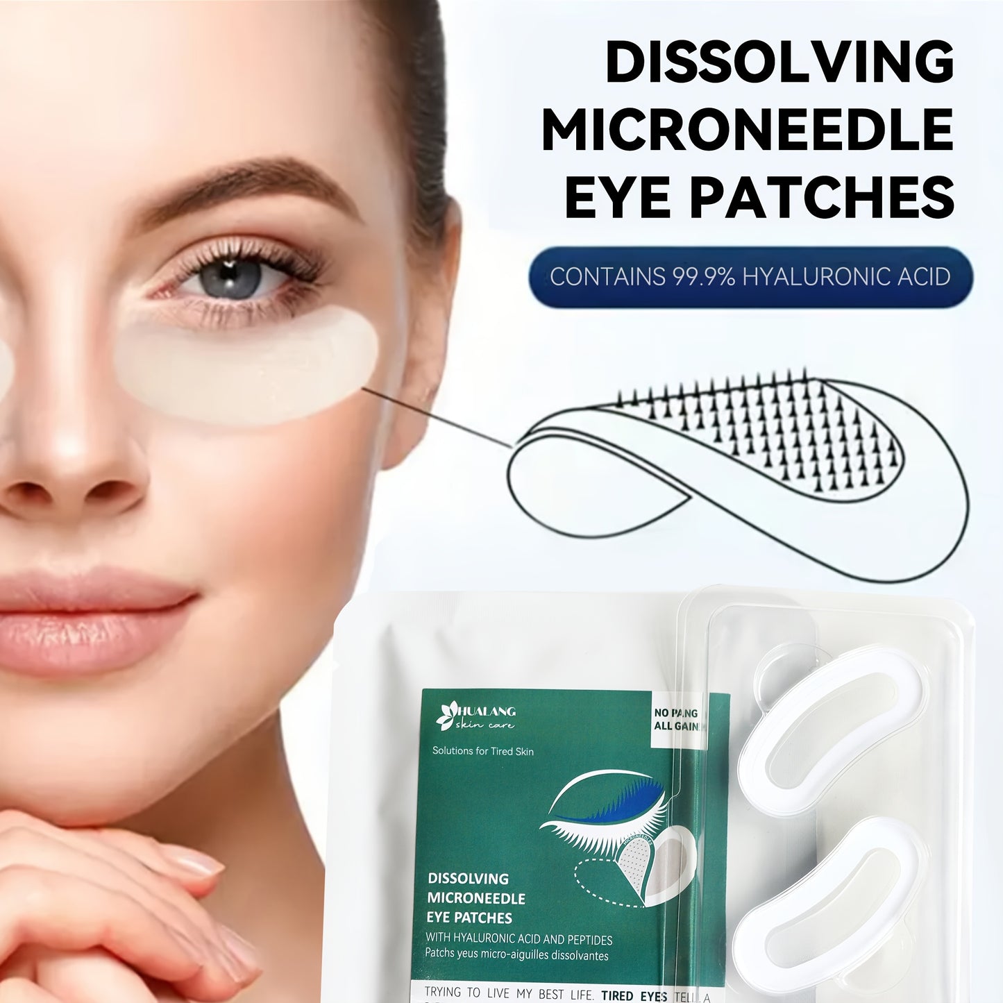 Personal Care
Eye Patch, Micro Needle Hyaluronic Acid Soluble Dissolving Microneedle Under Eye Patch