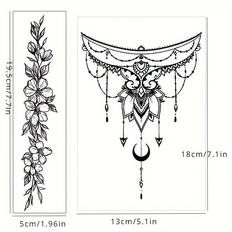 Temporary Tattoos
1 Sheet Thigh Wreath Sexy Flower Temporary Tattoo Stickers, Adult Art Design Temporary Tattoos, Lasts 1-2 Weeks, Waterproof, Realistic Look