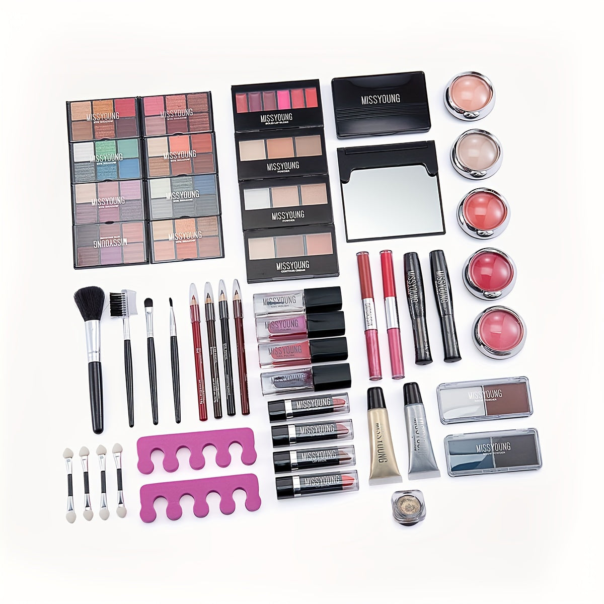 Makeup Multifunctional Makeup Set, Eyeshadow/Lipstick/Mascara/Eyeliner/Blush/Contour With Mirror & Brush All-in-one, Ideal Gift For Women